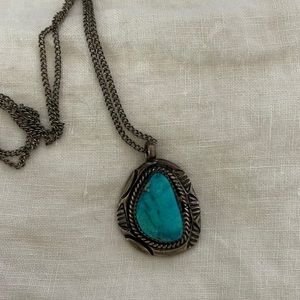 Large silver and turquoise necklace